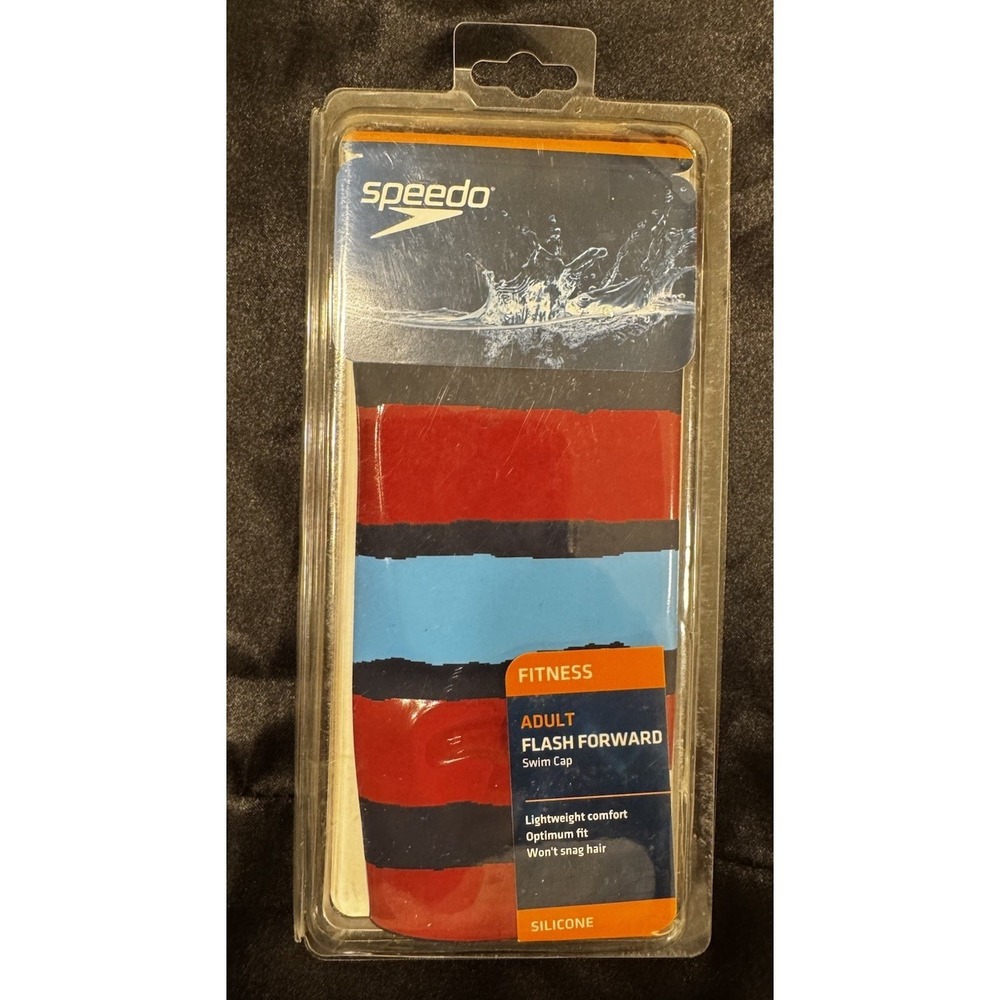 Speedo Flash Forward Swim Cap Adult Unisex Silicone Competition Swimming NVY/RED